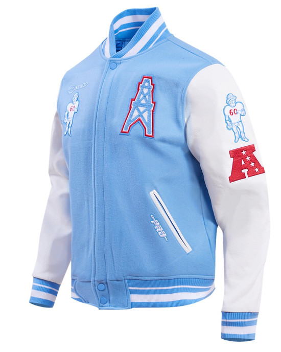 Houston Oilers Retro Classic Blue Varsity Jacket Houston Oilers Retro Classic Blue Varsity Jacket