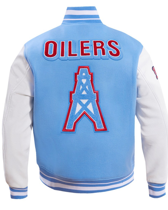 Houston Oilers Retro Classic Blue Varsity Jacket Houston Oilers Retro Classic Blue Varsity Jacket