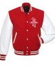 Houston Rockets NBA Letterman Red and White Jacket Houston Rockets NBA Letterman Red and White Jacket