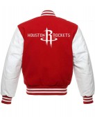 Houston Rockets NBA Letterman Red and White Jacket