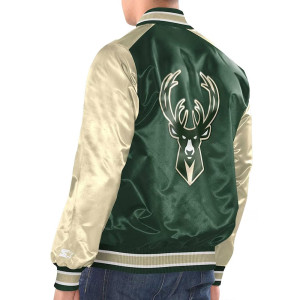 Hunter Green/Cream Milwaukee Bucks Renegade Varsity Satin Jacket