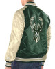 Hunter Green/Cream Milwaukee Bucks Renegade Varsity Satin Jacket Hunter Green/Cream Milwaukee Bucks Renegade Varsity Satin Jacket