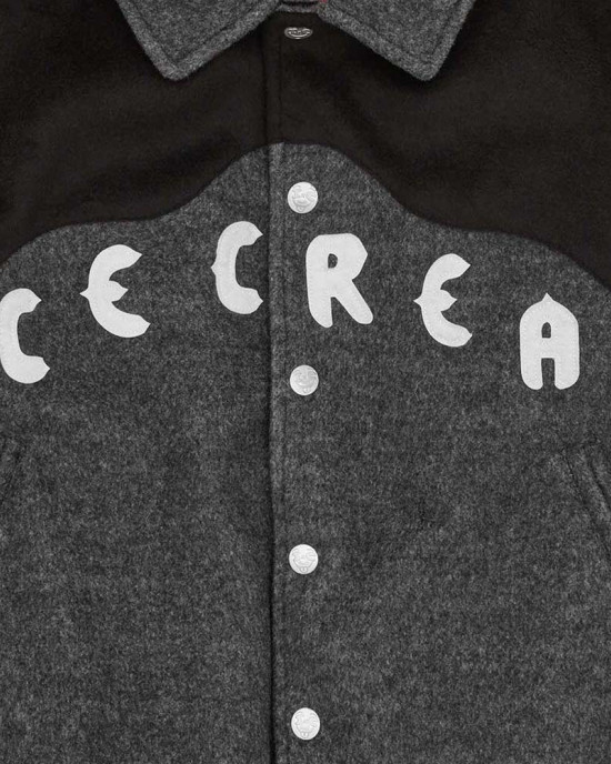 ICECREAM Western Gray Varsity Jacket ICECREAM Western Gray Varsity Jacket