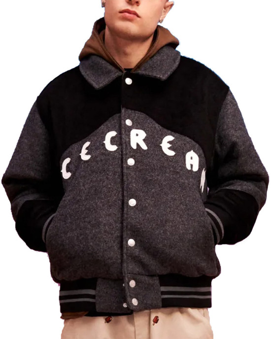 ICECREAM Western Gray Varsity Jacket ICECREAM Western Gray Varsity Jacket