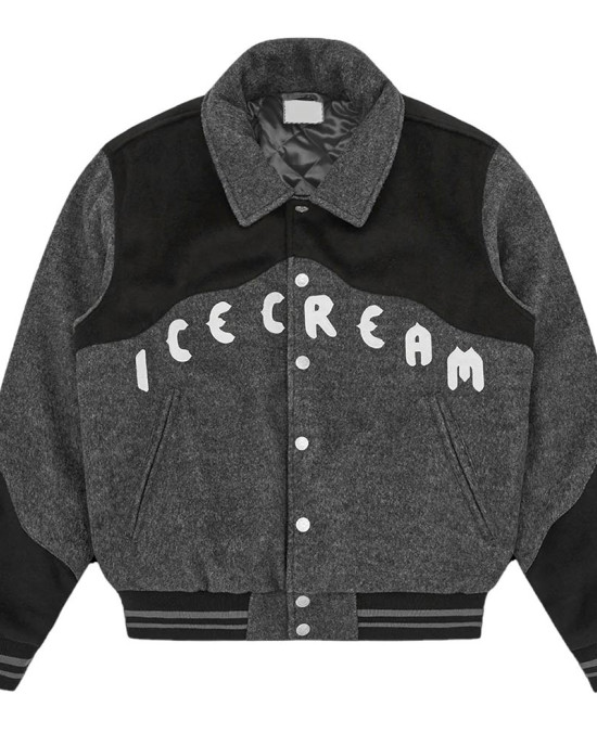 ICECREAM Western Gray Varsity Jacket ICECREAM Western Gray Varsity Jacket