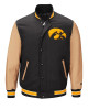 Iowa Hawkeyes Black and Brown Letterman Jacket Iowa Hawkeyes Black and Brown Letterman Jacket