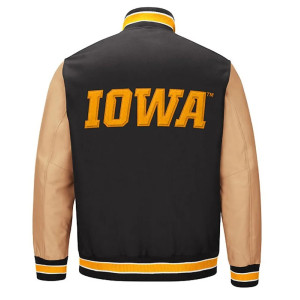 Iowa Hawkeyes Black and Brown Letterman Jacket