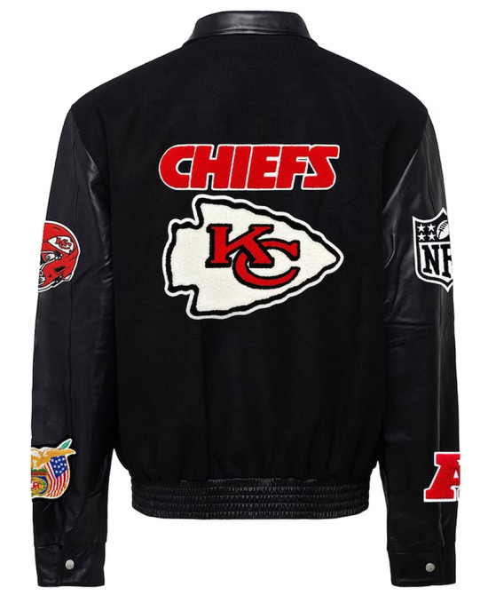 JH Kansas City Chiefs Varsity Black Jacket JH Kansas City Chiefs Varsity Black Jacket