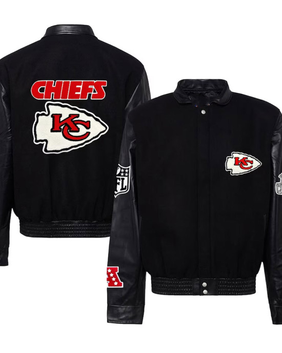 JH Kansas City Chiefs Varsity Black Jacket JH Kansas City Chiefs Varsity Black Jacket