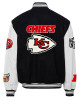 JH Kansas City Chiefs Varsity Black and White Jacket JH Kansas City Chiefs Varsity Black and White Jacket