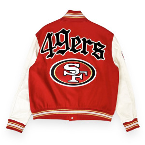 JH San Francisco 49ers Red and Off White Varsity Jacket