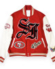 JH San Francisco 49ers Red and Off White Varsity Jacket JH San Francisco 49ers Red and Off White Varsity Jacket