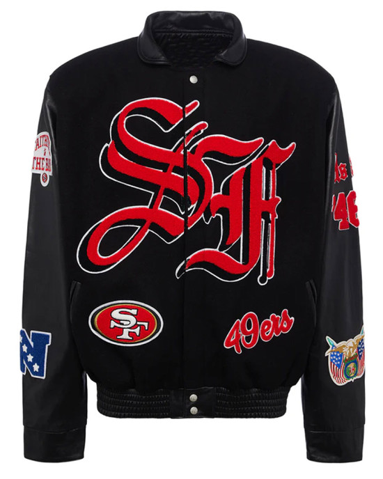 JH San Francisco 49ers Varsity Black Jacket JH San Francisco 49ers Varsity Black Jacket