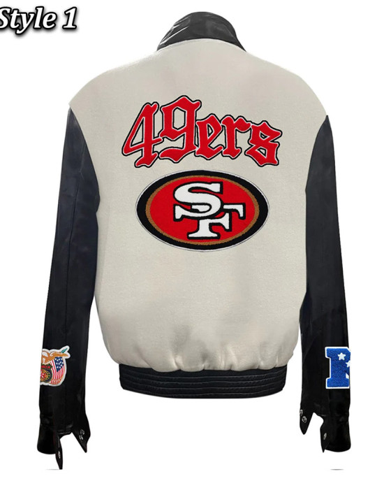 JH San Francisco 49ers Varsity White and Black Jacket JH San Francisco 49ers Varsity White and Black Jacket