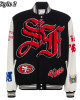 JH San Francisco 49ers Varsity White and Black Jacket JH San Francisco 49ers Varsity White and Black Jacket