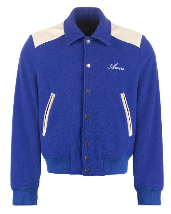 Jalen Hurts Amiri Blue Varsity Jacket Jalen Hurts Amiri Blue Varsity Jacket