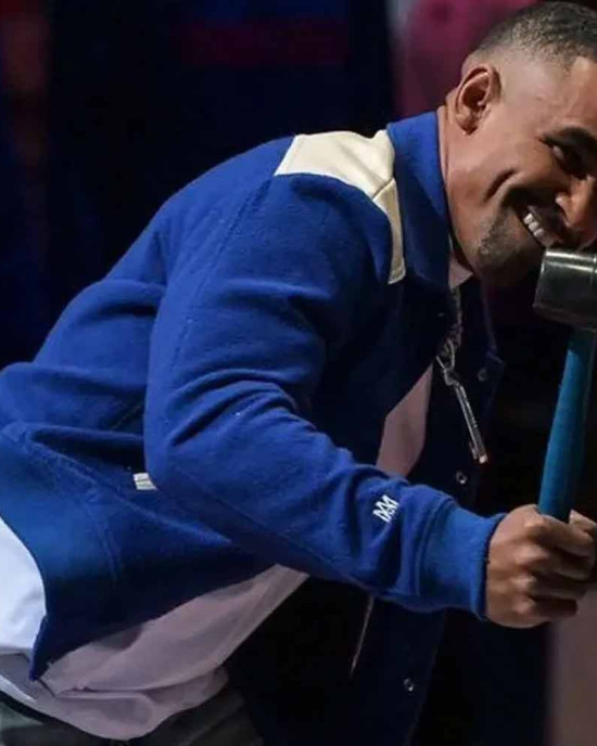 Jalen Hurts Amiri Blue Varsity Jacket Jalen Hurts Amiri Blue Varsity Jacket