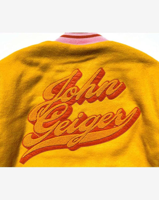 John Geiger Gold and Beige Varsity Jacket John Geiger Gold and Beige Varsity Jacket