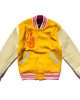 John Geiger Gold and Beige Varsity Jacket John Geiger Gold and Beige Varsity Jacket