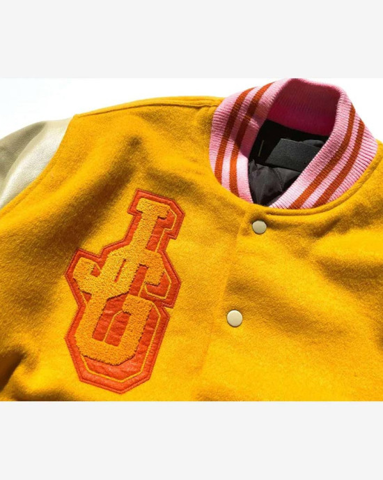 John Geiger Gold and Beige Varsity Jacket John Geiger Gold and Beige Varsity Jacket