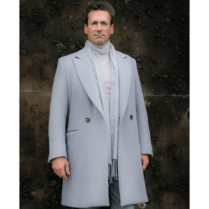 Jon Hamm Good Omens Grey Wool Coat