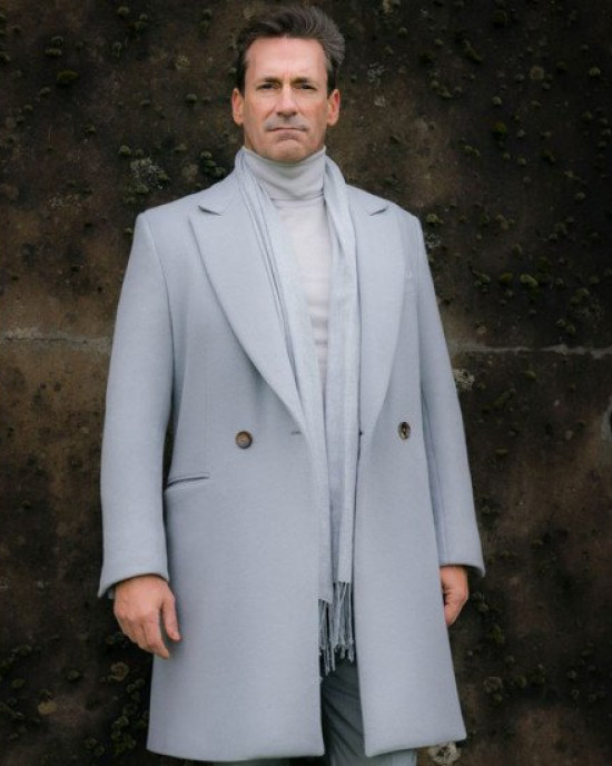 Jon Hamm Good Omens Grey Wool Coat Jon Hamm Good Omens Grey Wool Coat