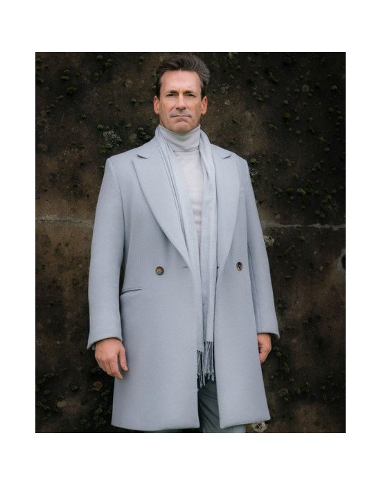 Jon Hamm Good Omens Grey Wool Coat