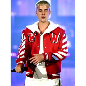 Justin Bieber Red Varsity Jacket