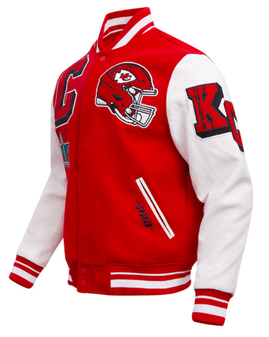 Kansas City Chiefs Mashup Rib Varsity Wool/Leather Jacket Kansas City Chiefs Mashup Rib Varsity Wool/Leather Jacket