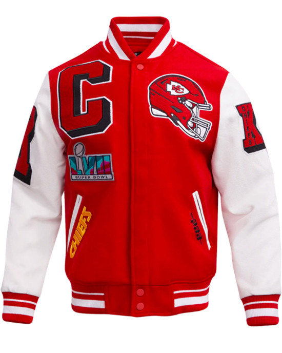 Kansas City Chiefs Mashup Rib Varsity Wool/Leather Jacket Kansas City Chiefs Mashup Rib Varsity Wool/Leather Jacket