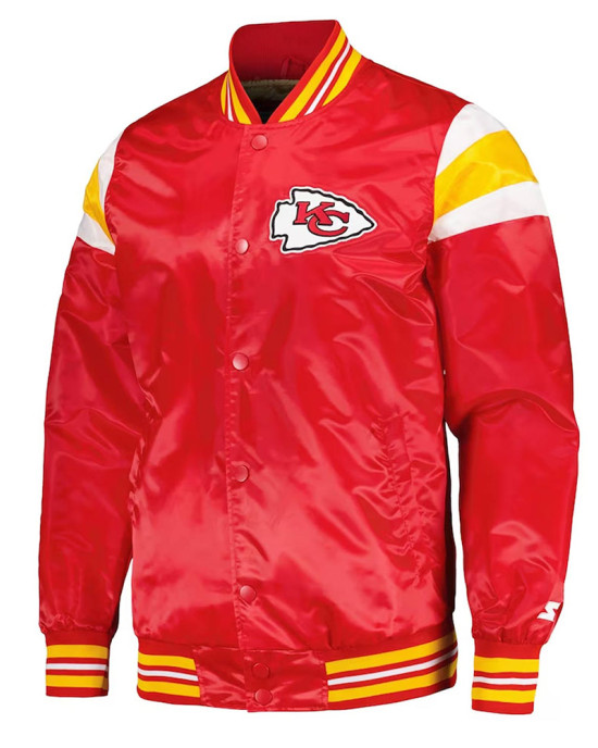 Kansas City Chiefs Red and Gold Varsity Satin Jacket Kansas City Chiefs Red and Gold Varsity Satin Jacket