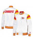 Kansas City Chiefs White Teddy Varsity Satin Jacket