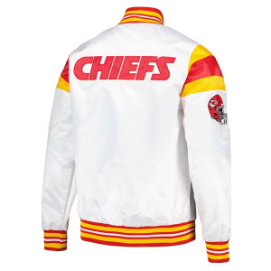 Kansas City Chiefs White Teddy Varsity Satin Jacket