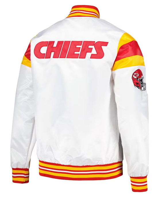 Kansas City Chiefs White Teddy Varsity Satin Jacket Kansas City Chiefs White Teddy Varsity Satin Jacket