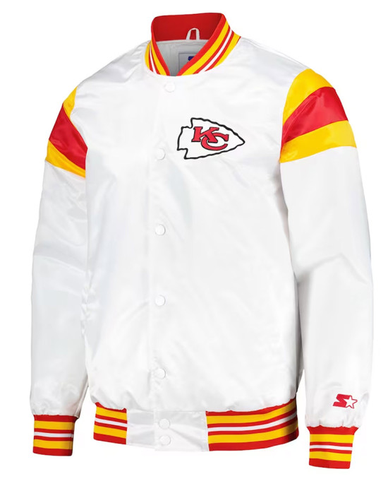 Kansas City Chiefs White Teddy Varsity Satin Jacket Kansas City Chiefs White Teddy Varsity Satin Jacket