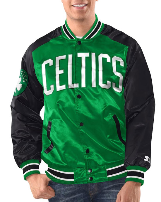 Kelly Green/Black Boston Celtics Renegade Varsity Satin Jacket Kelly Green/Black Boston Celtics Renegade Varsity Satin Jacket