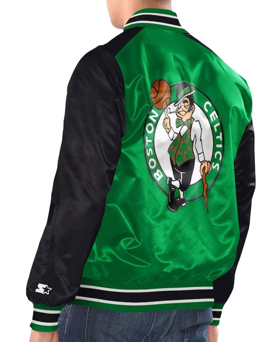 Kelly Green/Black Boston Celtics Renegade Varsity Satin Jacket Kelly Green/Black Boston Celtics Renegade Varsity Satin Jacket