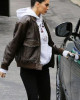 Kendall Jenner Brown Bomber Leather Jacket Kendall Jenner Brown Bomber Leather Jacket