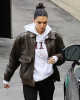 Kendall Jenner Brown Bomber Leather Jacket Kendall Jenner Brown Bomber Leather Jacket