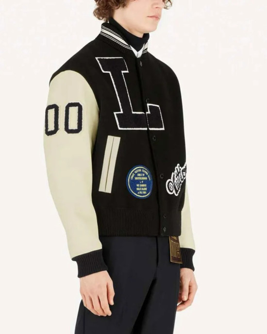 Kenya Barris Blackaf Black and White Letterman Jacket Kenya Barris Blackaf Black and White Letterman Jacket