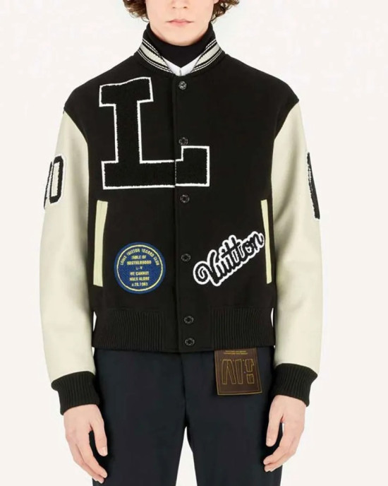 Kenya Barris Blackaf Black and White Letterman Jacket Kenya Barris Blackaf Black and White Letterman Jacket