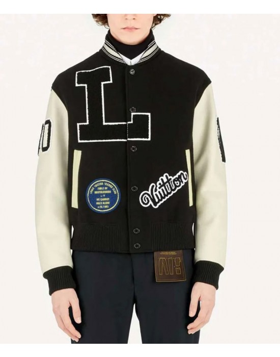 Kenya Barris Blackaf Black and White Letterman Jacket