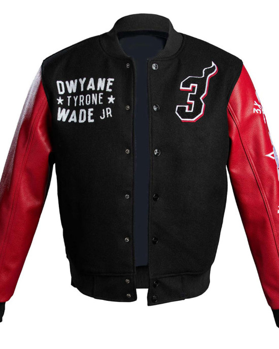 L3GACY Dwyane Wade Black & Red Letterman Jacket L3GACY Dwyane Wade Black & Red Letterman Jacket