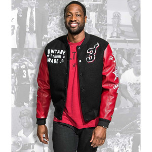 L3GACY Dwyane Wade Black & Red Letterman Jacket