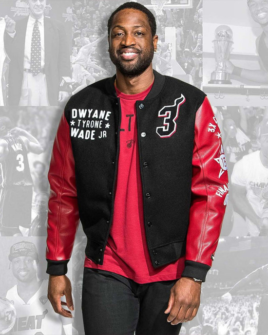 L3GACY Dwyane Wade Black & Red Letterman Jacket L3GACY Dwyane Wade Black & Red Letterman Jacket