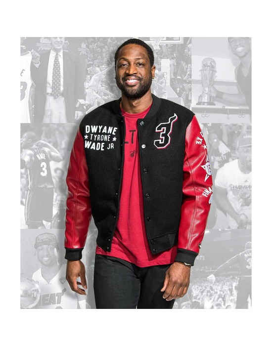 L3GACY Dwyane Wade Black & Red Letterman Jacket