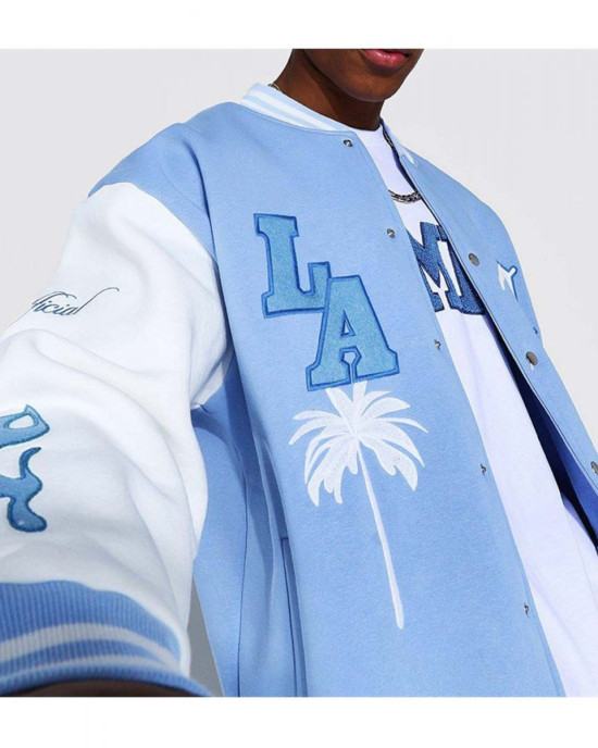 LA Baby Blue Wool Varsity Jacket LA Baby Blue Wool Varsity Jacket