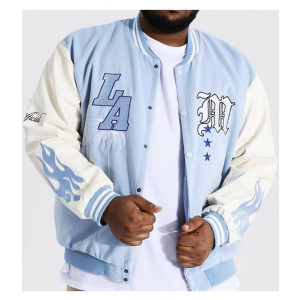 LA Baby Blue Wool Varsity Jacket