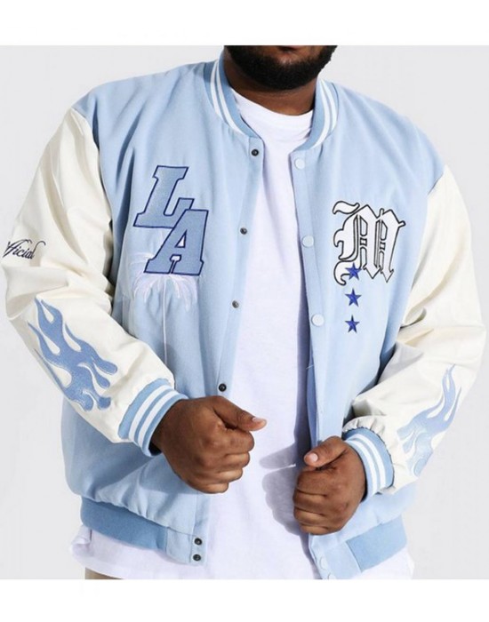 LA Baby Blue Wool Varsity Jacket