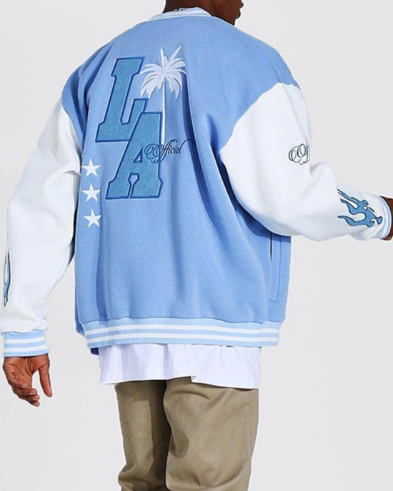 LA Baby Blue Wool Varsity Jacket LA Baby Blue Wool Varsity Jacket